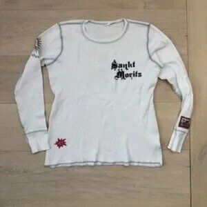 Alp N Rock St Moritz Thermal Shirt Diavolezza Graphic Ski Top White Long Sleeve